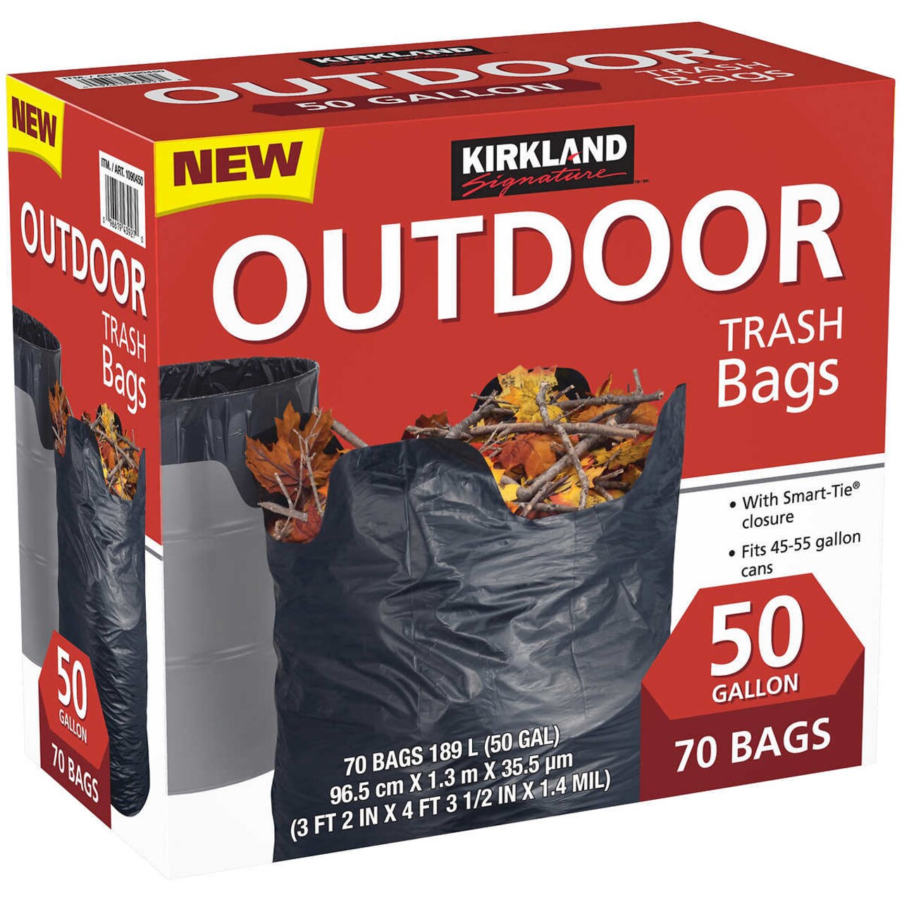 Kirkland Signature 50-Gallon Outdoor Trash Bag Black 70-count